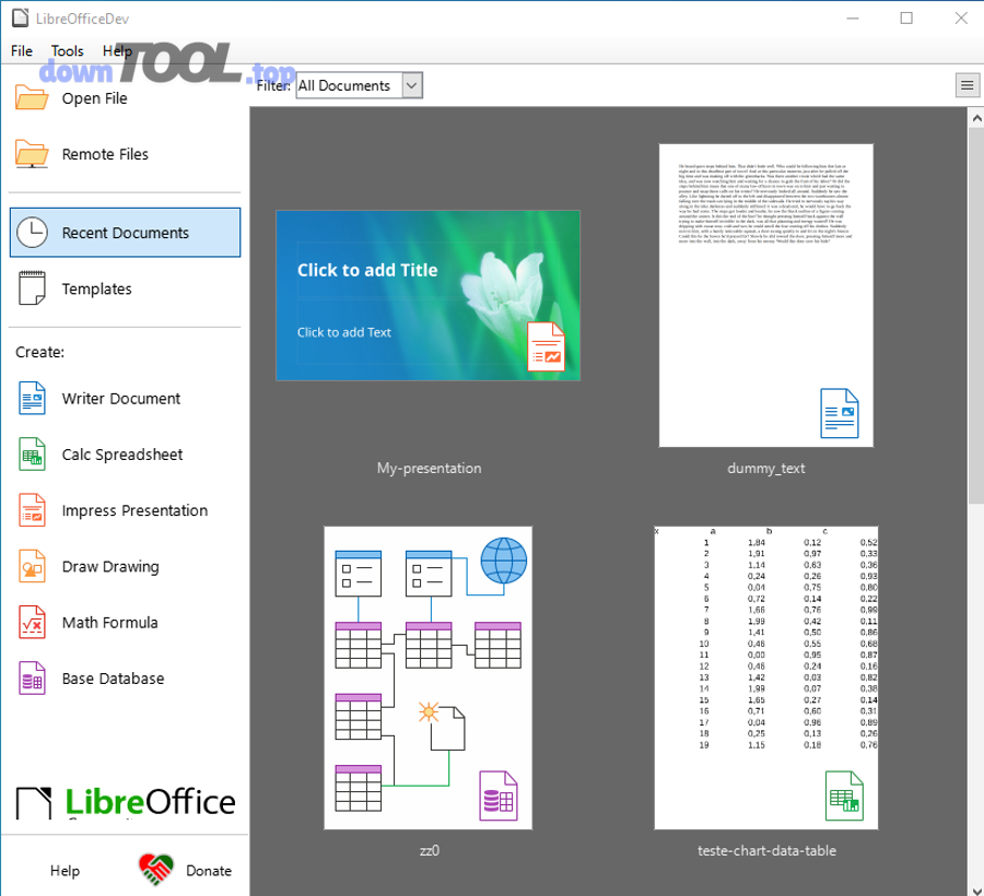 Màn hình Start Center của LibreOffice - nơi có thể mở file bằng Open File thay vì bấm đúp từ Explorer