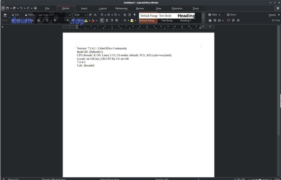 Giao diện LibreOffice Writer - soạn thảo văn bản tương tự Microsoft Word