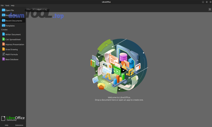 Giao diện Start Center của LibreOffice (ảnh minh hoạ)