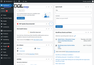Wordpress 5.7 Dashboard