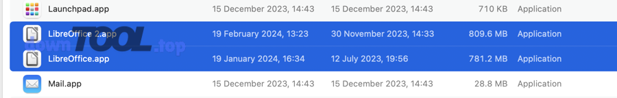 Nhiều phiên bản LibreOffice trong Applications trên macOS - gợi ý đổi tên để tránh mở nhầm