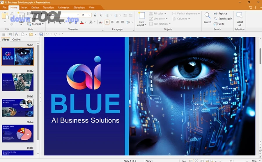 Giao diện Presentations trong FreeOffice 2024 trên Windows