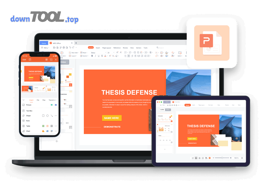 Giao diện WPS Presentation trên nhiều nền tảng giúp tạo slide trình chiếu