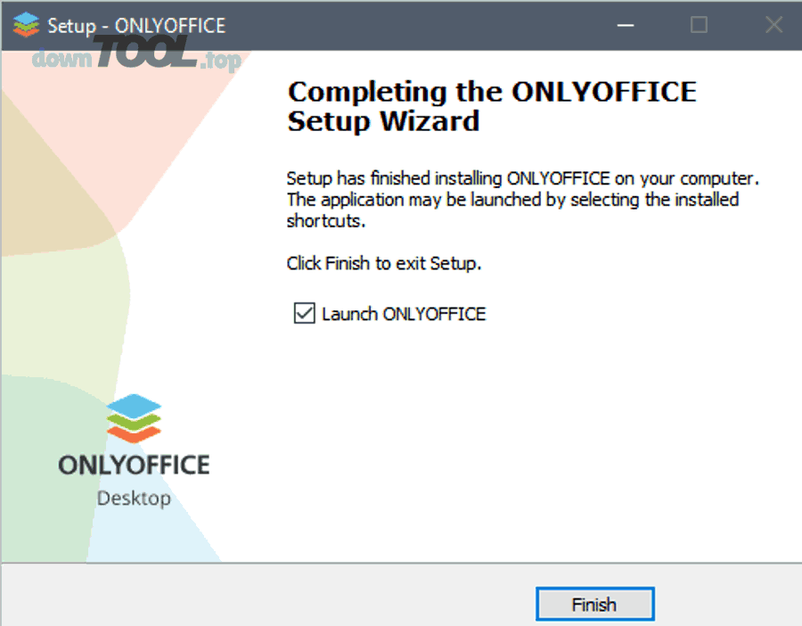 Màn hình hoàn tất cài đặt ONLYOFFICE Desktop Editors trên Windows