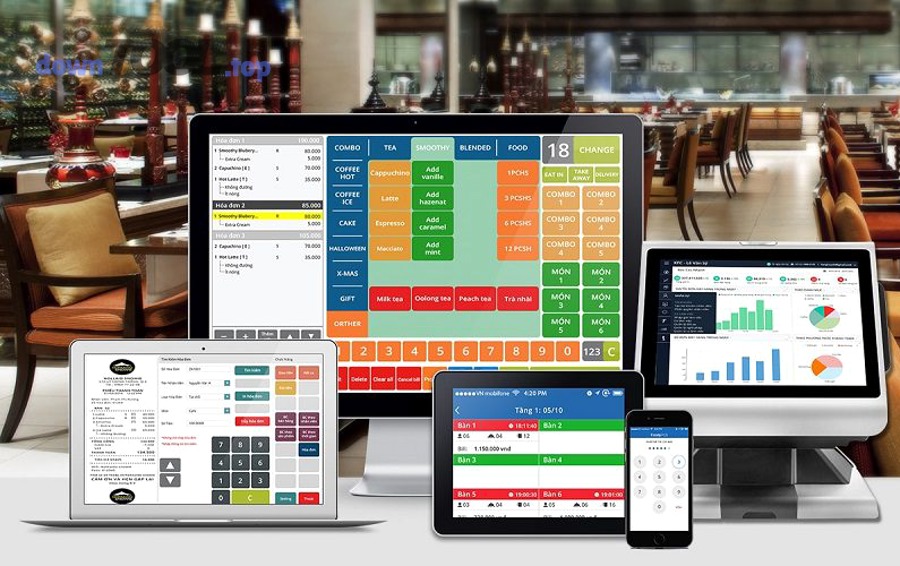 Nhân viên bán lẻ dùng máy quét mã vạch để tính tiền và đồng bộ tồn kho trên phần mềm POS