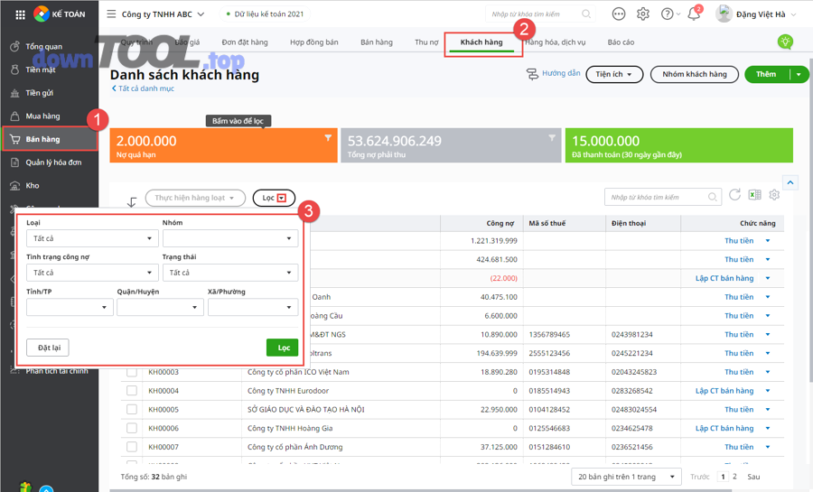 Dashboard báo cáo tuổi nợ và phân tích công nợ phải thu phải trả