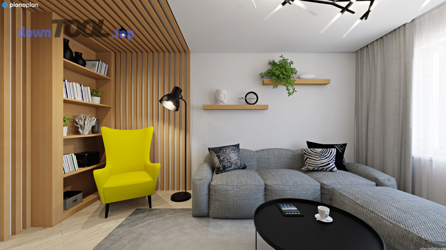 Ảnh render phòng khách minh hoạ cảm giác vật liệu và bố cục trong phối cảnh nội thất 3D