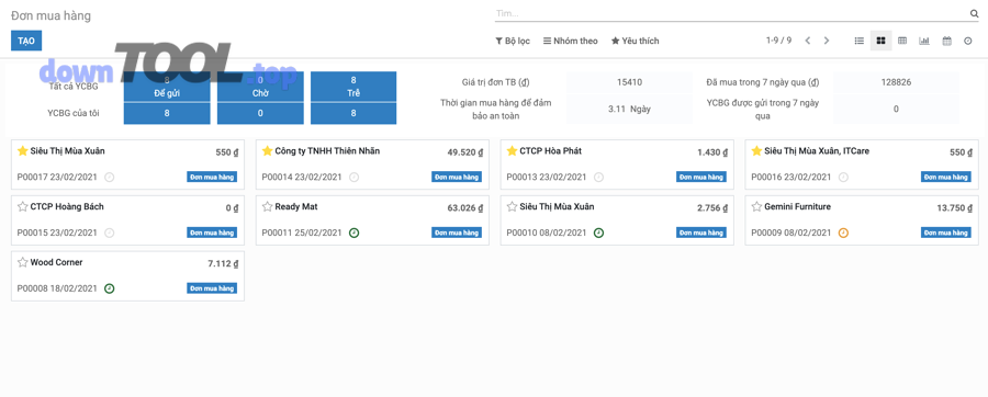 Quy trình mua hàng và duyệt đơn mua trong ERP
