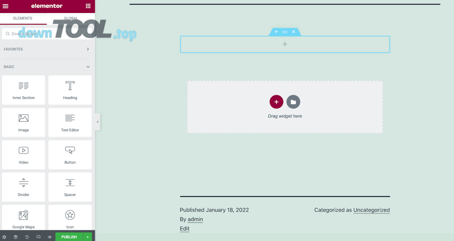 Giao diện kéo thả của Elementor trên WordPress