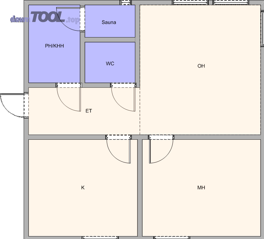 Ví dụ mặt bằng 2D minh họa khi dùng phần mềm thiết kế nhà ở để kiểm tra công năng và kích thước