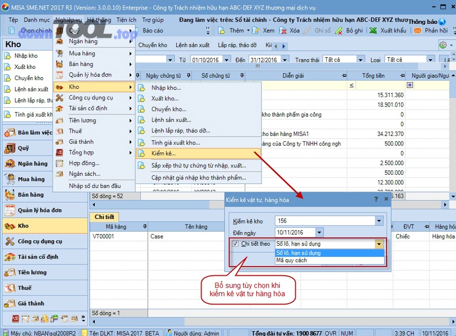 Kho hàng theo dõi tồn kho theo lô và hạn dùng