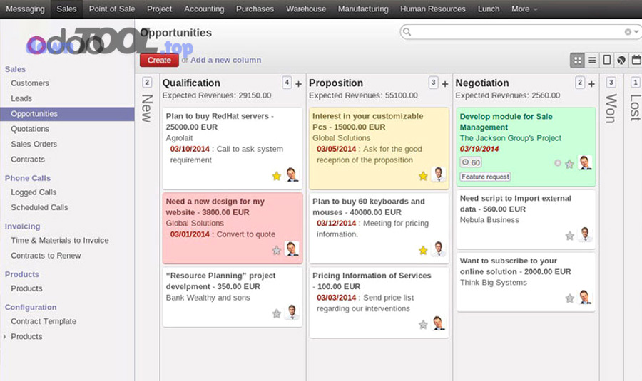 Ví dụ giao diện CRM dạng Kanban để quản lý pipeline tuyển sinh