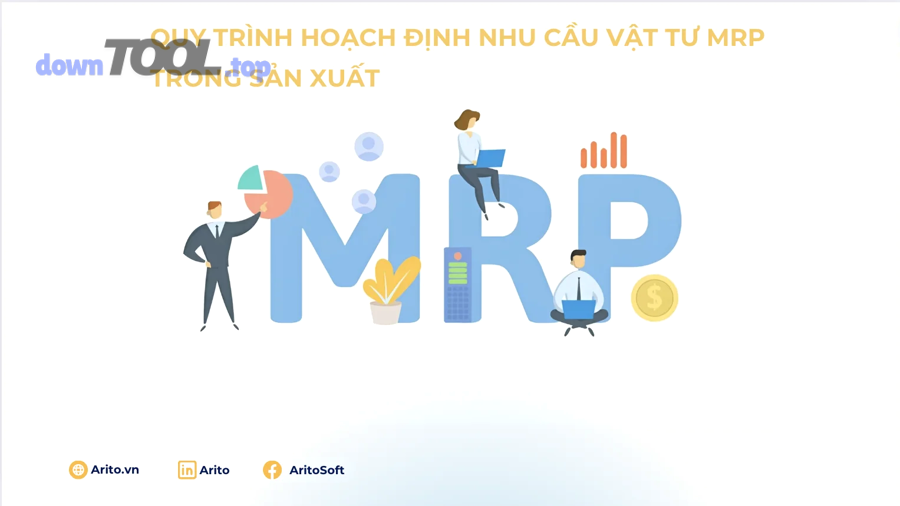 Sơ đồ minh họa Material Requirements Planning (MRP) liên kết kế hoạch vật tư và tồn kho