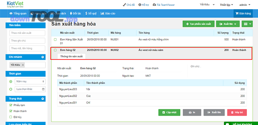 Nhà máy sản xuất và luồng vận hành đơn hàng sản xuất