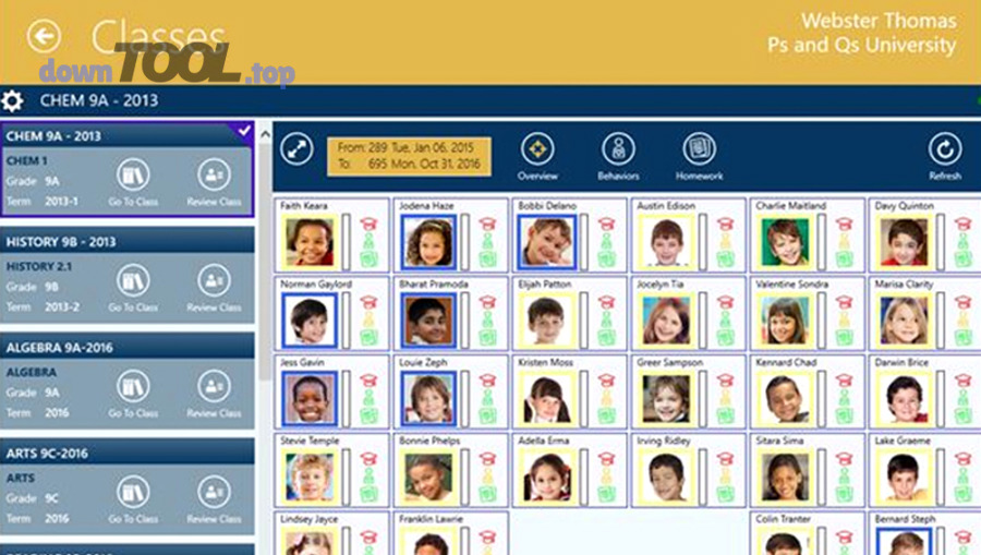 Minh họa phần mềm quản lý thời khóa biểu cho trường học