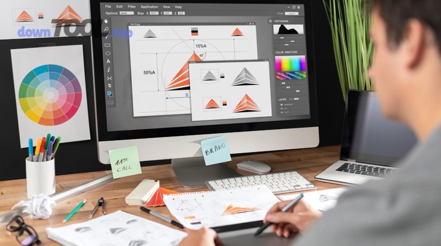 Bánh xe màu RGB minh họa lựa chọn màu sắc cho logo và nhận diện