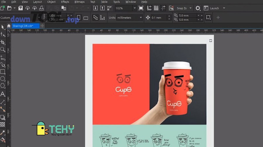 Mẫu poster và bảng màu trong công cụ thiết kế